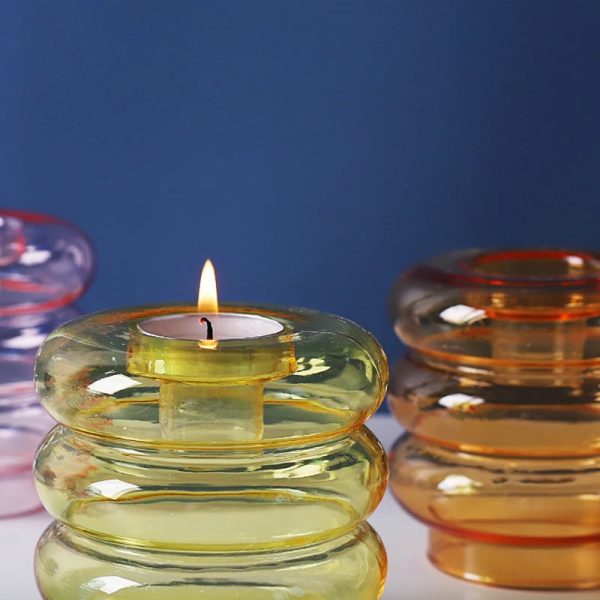 Bougeoir coloré en verre