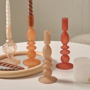 Bougeoir en verre ocre élégant pour décoration intérieure