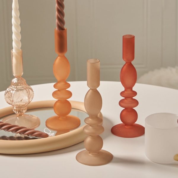 Bougeoir en verre ocre élégant pour décoration intérieure