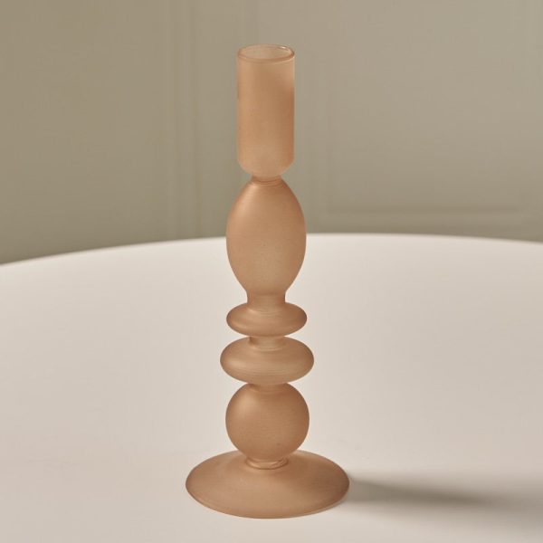 Élégant bougeoir en verre, teinte ocre, pour toute pièce