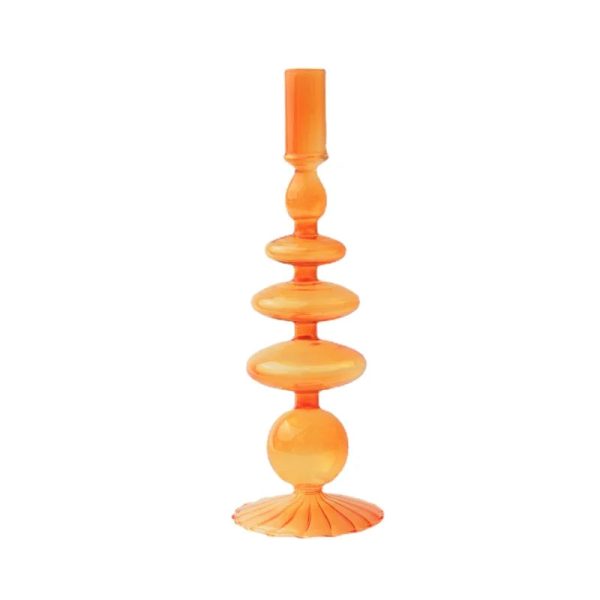 Bougeoir en verre orange pour toutes occasions