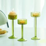 Bougeoir Verre - Pied Coloré x3