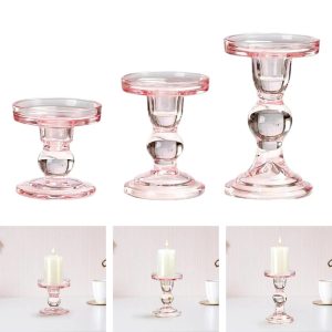 Accessoire déco en verre rose, bougeoir tendance