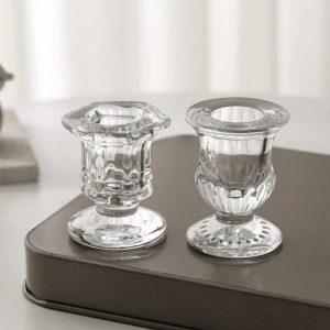 Accessoire décoratif en verre pour bougies, design rétro