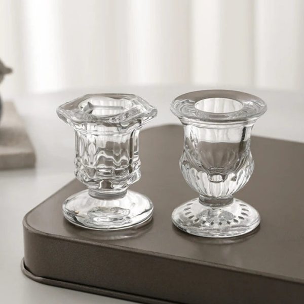 Accessoire décoratif en verre pour bougies, design rétro