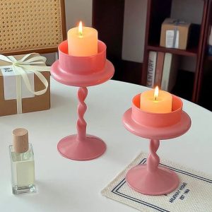 Accessoire déco : bougeoir rose