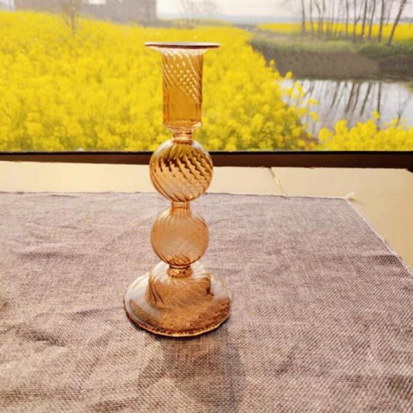 Esthétique striée, bougeoir en verre pour bougies