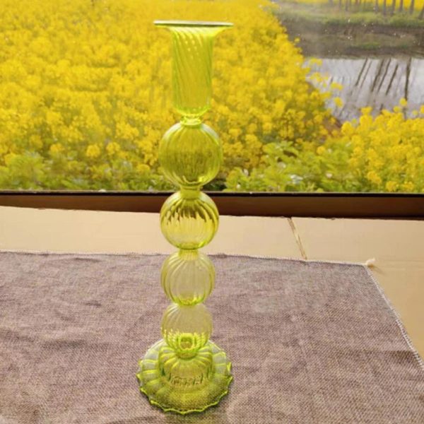 Accessoire en verre strié, bougeoir pour maison stylée