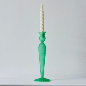 Bougeoir élégant en verre vert