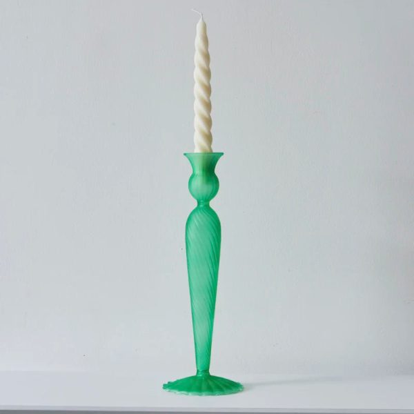 Bougeoir élégant en verre vert