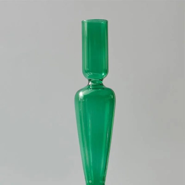 Bougeoir design en verre vert