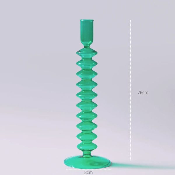 Bougeoir en verre vert pour bougies