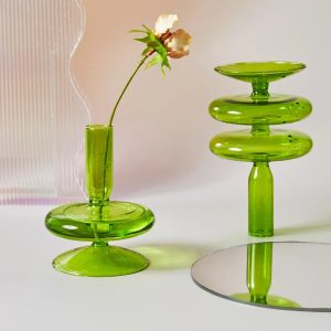 Verre coloré vert d'eau pour bougie