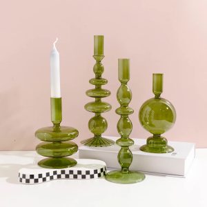 Accessoire décoratif en verre vert olive