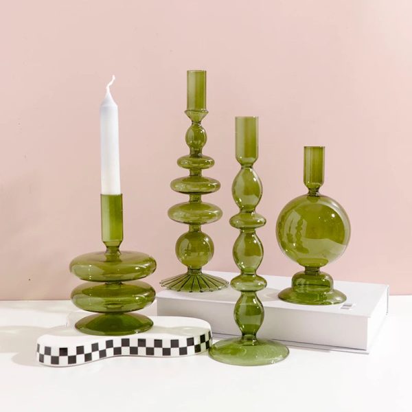 Accessoire décoratif en verre vert olive