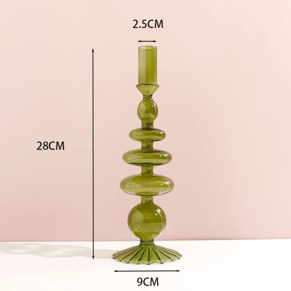 Élégant bougeoir en verre vert