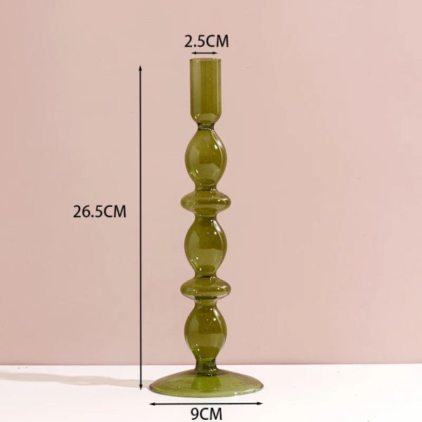 Bougeoir en verre pour bougies vert olive