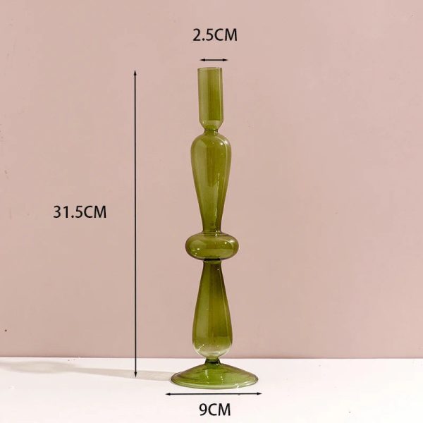 Bougeoir design en verre vert