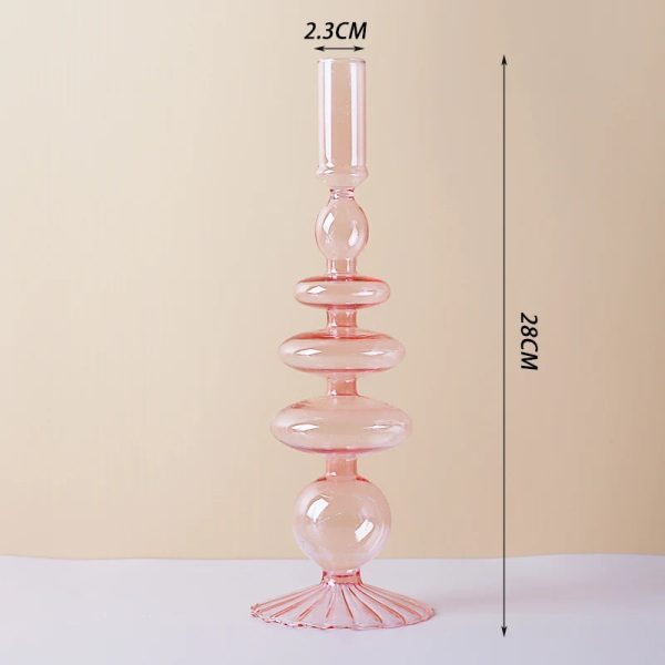 Bougeoir en verre violet, accessoire de décoration tendance