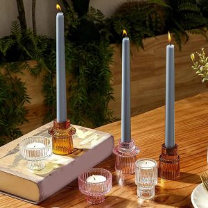 Bougeoir Verre Vintage - Set de 3 pièces