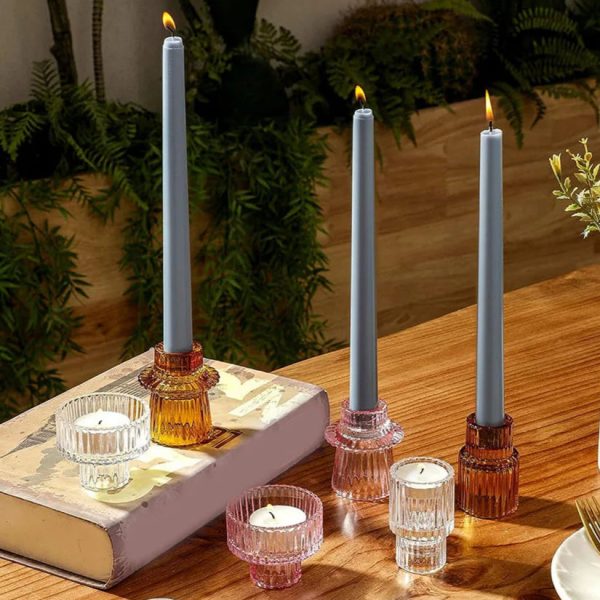 Bougeoir Verre Vintage - Set de 3 pièces