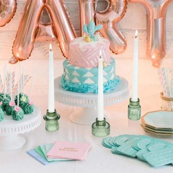 Ensemble de 3 bougeoirs en verre au style vintage