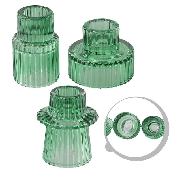 Set de bougeoirs en verre au design rétro