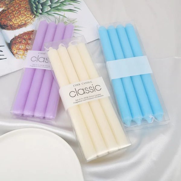 Set de 4 bougies piliers en teintes pastel