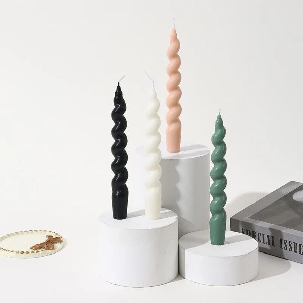 Set de bougies torsadées pastel, ambiance douce
