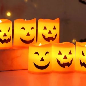 Set de 6 bougies citrouille à LED pour Halloween