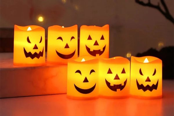 Set de 6 bougies citrouille à LED pour Halloween