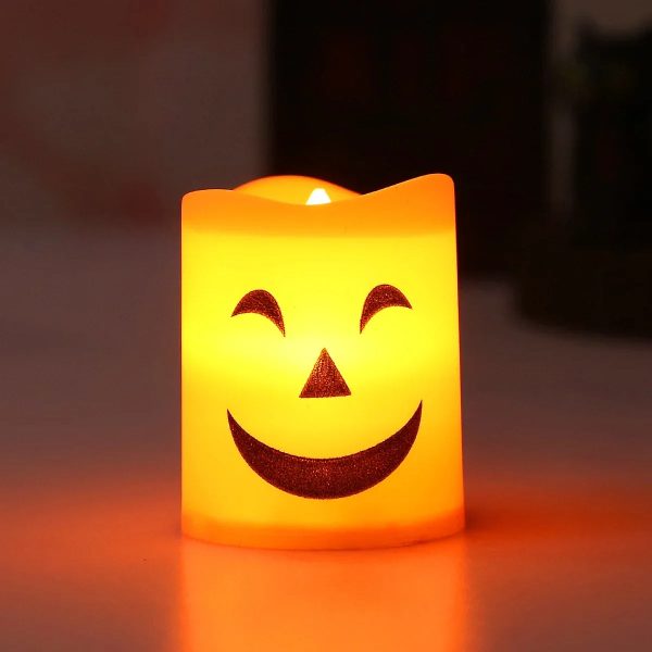 Accessoires Halloween : 6 bougies LED en forme de citrouille