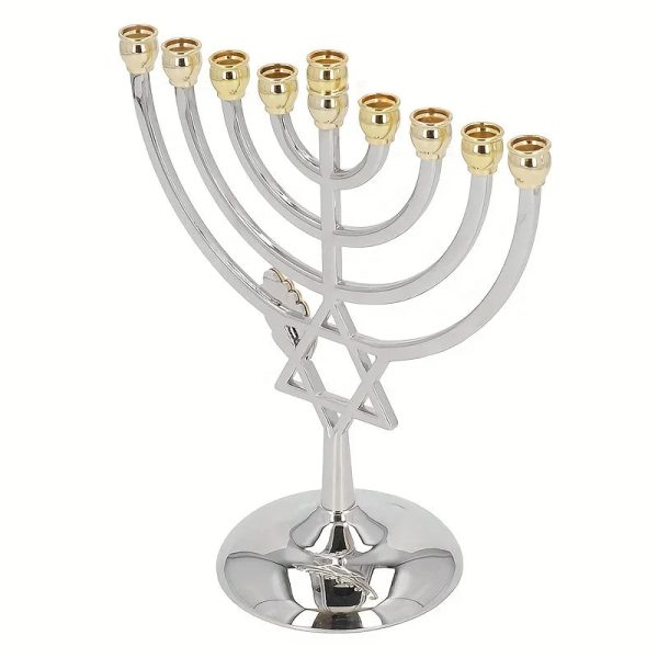 Menorah 7 branches en forme d'étoile de David