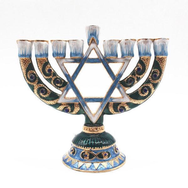 Candélabre 9 branches Etoile de David pour Hanoukkia