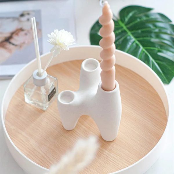 Chandelier 3 branches en céramique, décoration intérieure chic