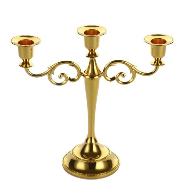 Chandelier 3 branches en métal doré, style classique