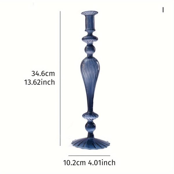 Bougeoir en verre bleu pour décoration de table