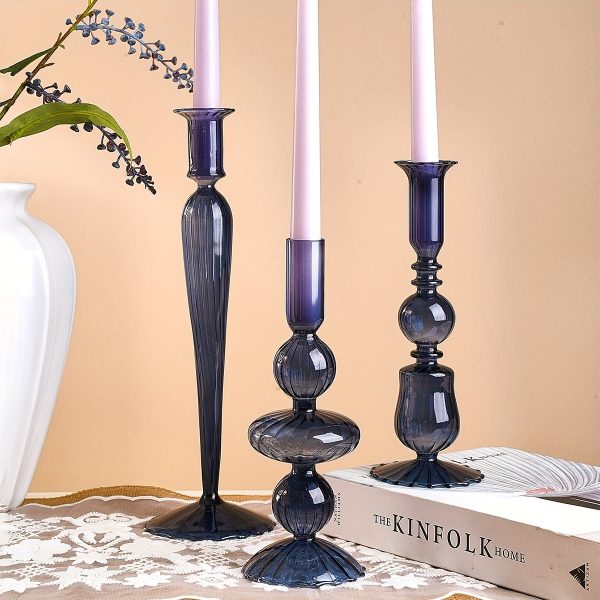 Bougeoir en verre bleu pétrolé élégant