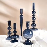 Bougeoir verre couleur bleu profond