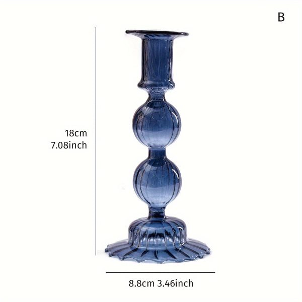 Élégant bougeoir en verre bleu