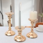 Bougeoir doré en métal, style chic et raffiné