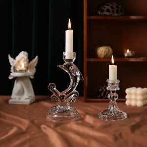 Bougeoir en verre design Dauphin, style contemporain