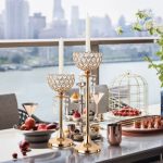 Bougeoir Doré avec pampilles scintillantes pour une ambiance raffinée