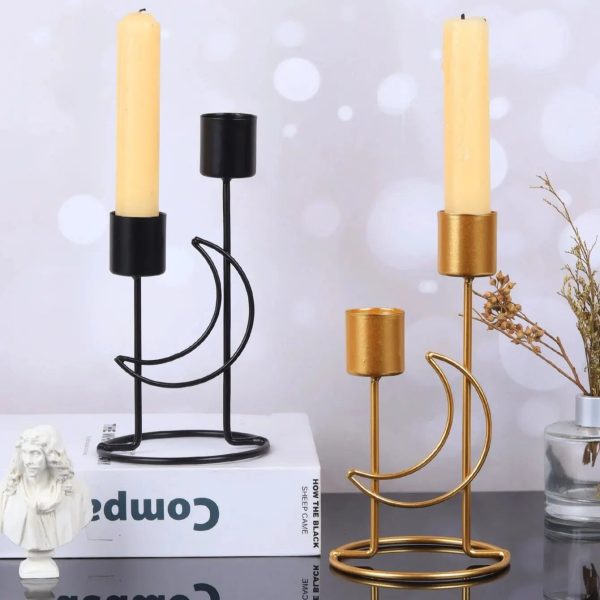 Chandelier Noir Lune 2 Bougies élégant pour décoration intérieure