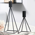 Luminaires en métal noir, chandelier pyramidal