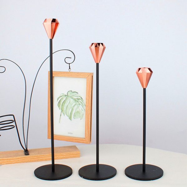 Bougeoir Noir avec accents en rose gold