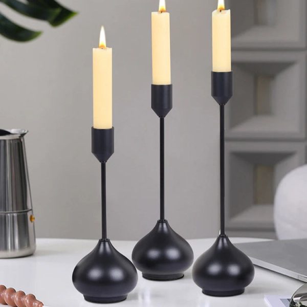 Bougeoir en fer forgé Pied Goutte x3