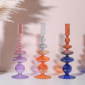 Bougeoir en verre bicolore, design moderne et chic