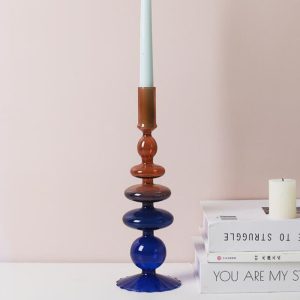 Chandelier en verre, style contemporain bicolore