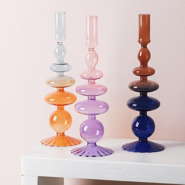Bougeoir en verre, touche colorée pour votre décoration